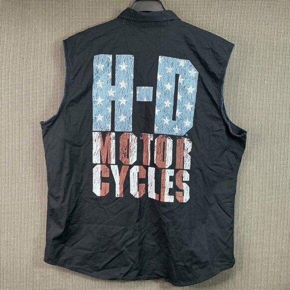 Harley-Davidson Other - Harley-Davidson Mens 2XL Genuine MotorClothes Black Sleeveless Button-Up Shirt